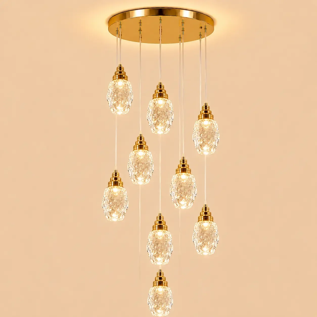 Luxoria-lustra led cu 9 pendule cristal tip diamant