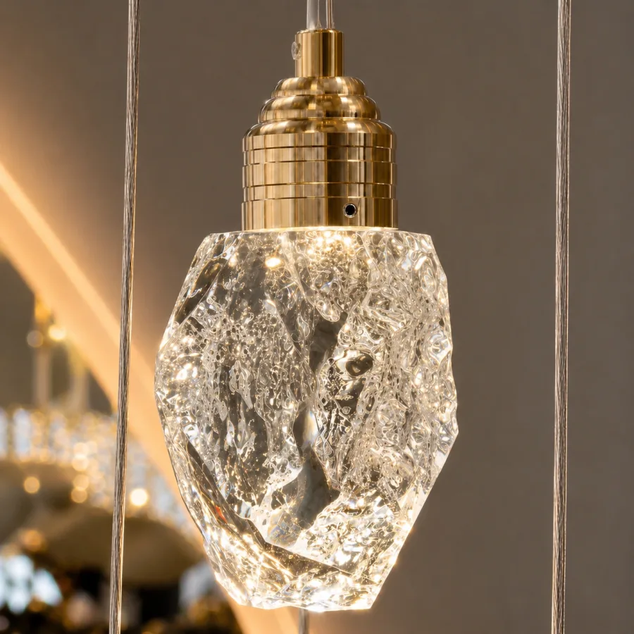 Luxoria-lustra led cu 9 pendule cristal tip diamant