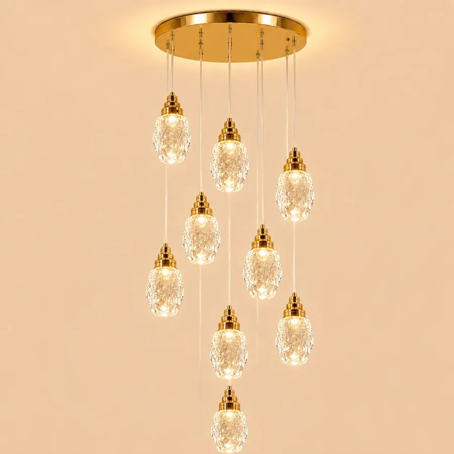 Luxoria-lustra led cu 9 pendule cristal tip diamant
