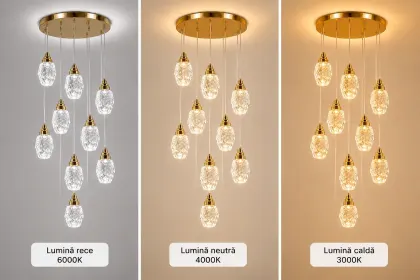 Luxoria-lustra led cu 9 pendule cristal tip diamant