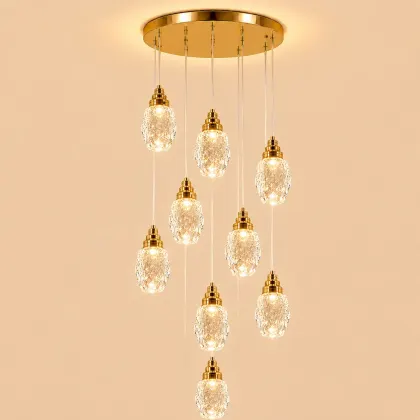 Luxoria-lustra led cu 9 pendule cristal tip diamant