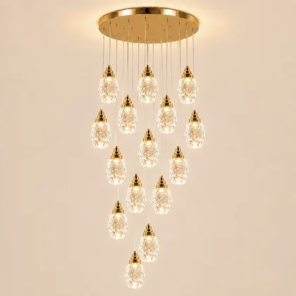 Luxoria-lustra led cu 15 pendule cristal tip diamant