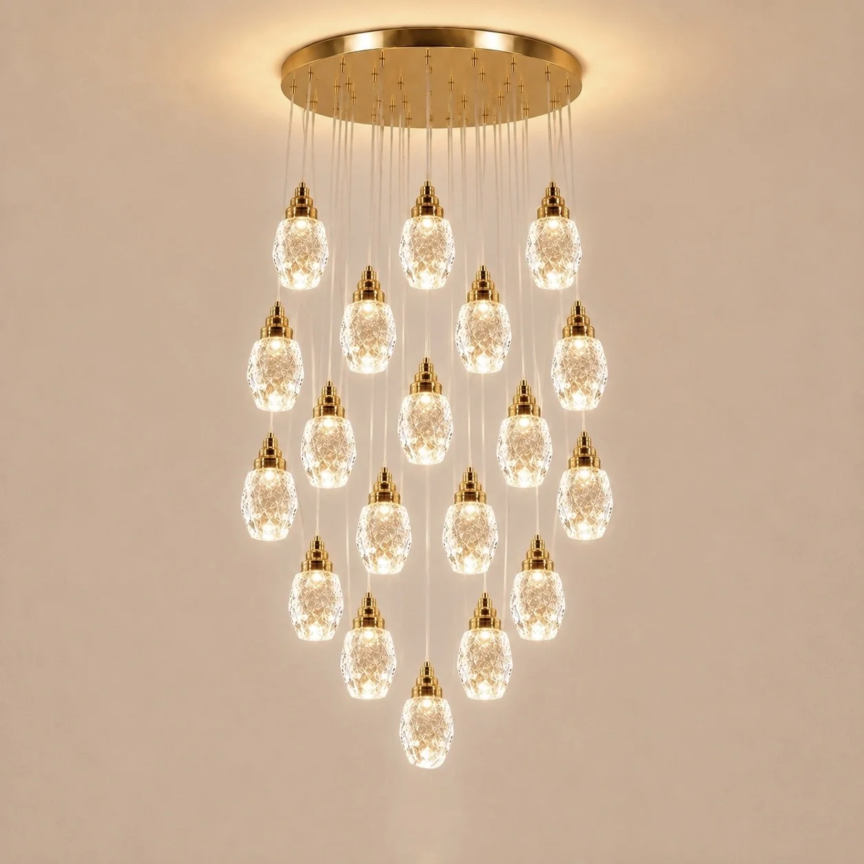 Luxoria-lustra led cu 19 pendule cristal tip diamant