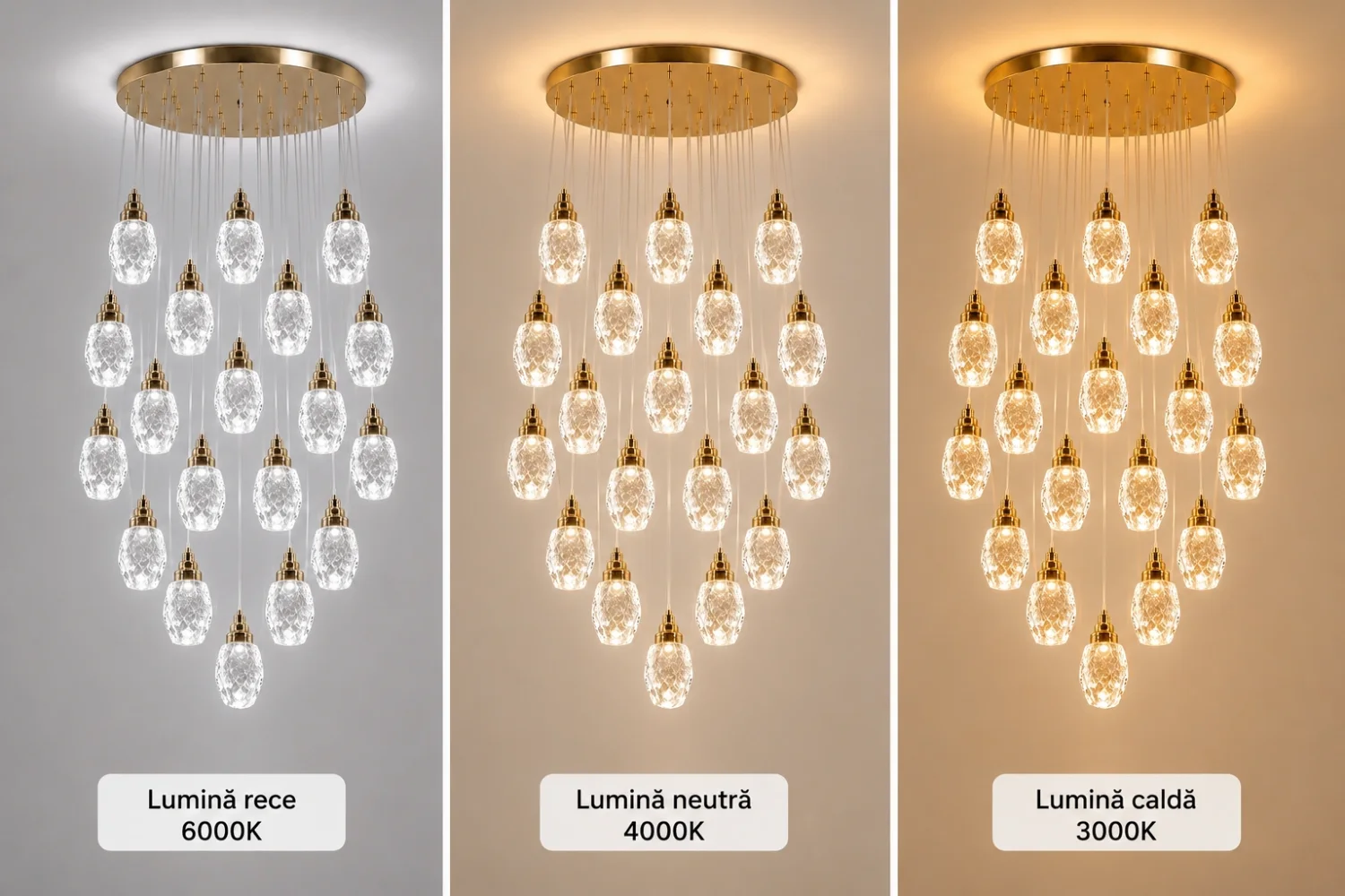 Luxoria-lustra led cu 19 pendule cristal tip diamant