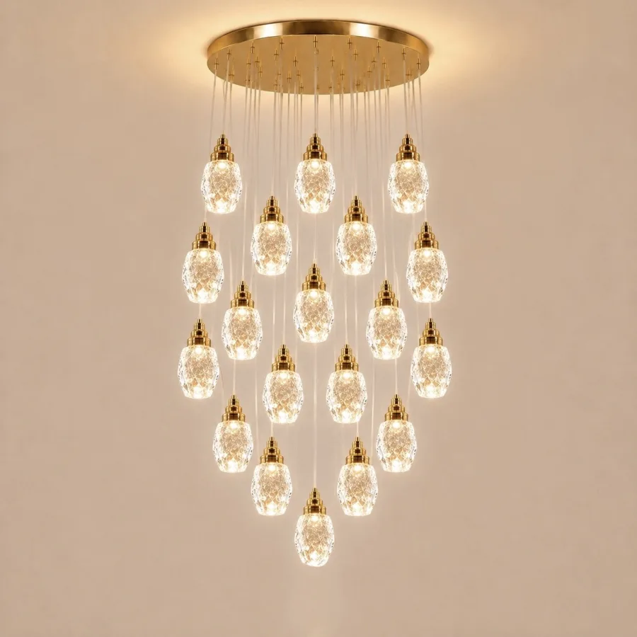 Luxoria-lustra led cu 19 pendule cristal tip diamant