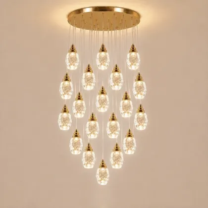 Luxoria-lustra led cu 19 pendule cristal tip diamant