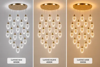 Luxoria-lustra led cu 19 pendule cristal tip diamant