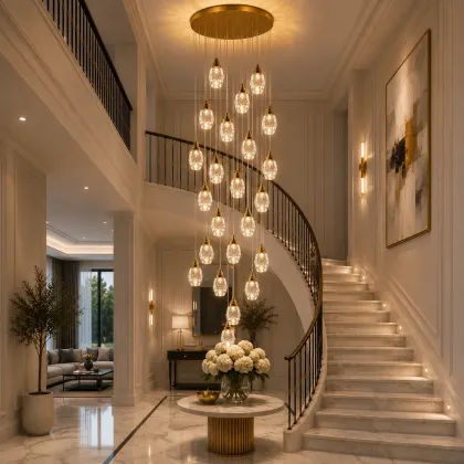 Luxoria-lustra led cu 19 pendule cristal tip diamant