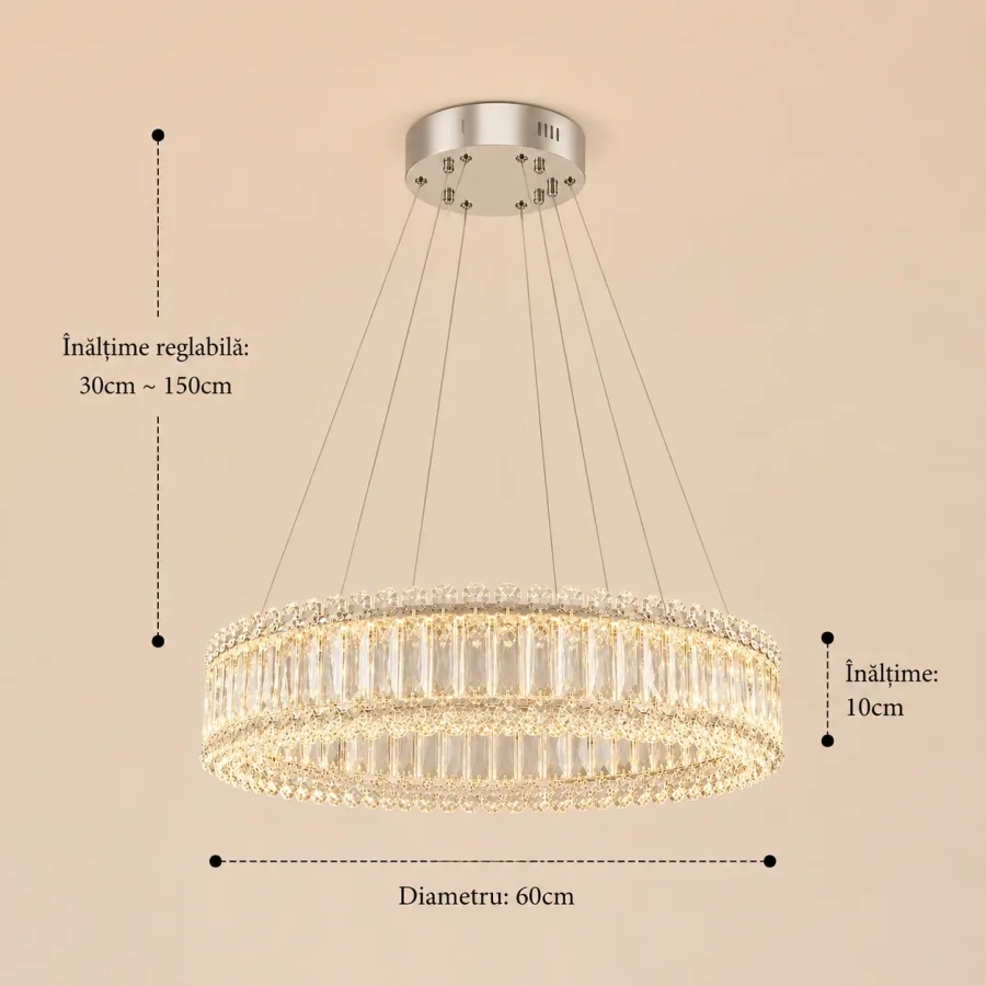 Miralux-lustra led eleganta cu cristale si telecomanda