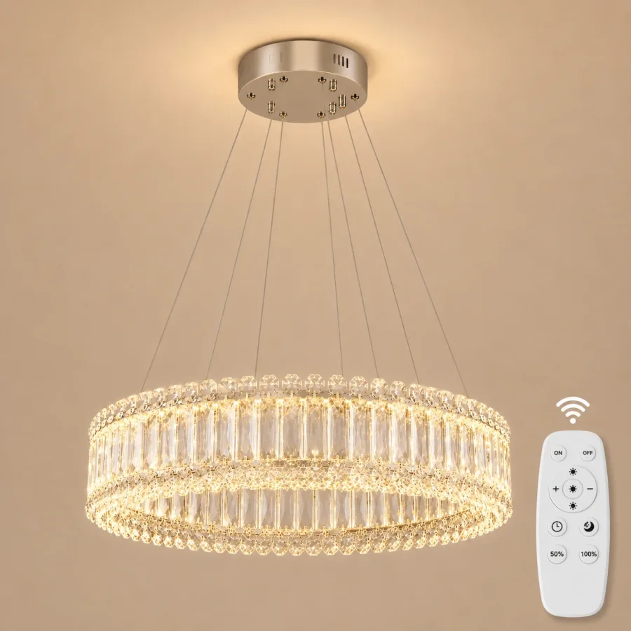 Miralux-lustra led eleganta cu cristale si telecomanda
