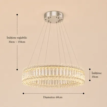 Miralux-lustra led eleganta cu cristale si telecomanda