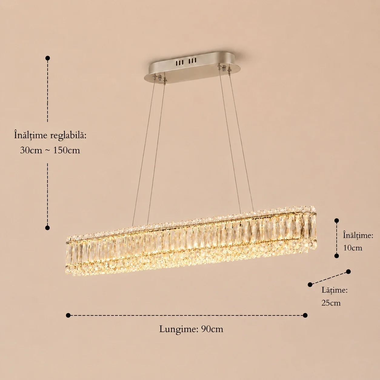 Miralux-lustra led eleganta cu cristale si telecomanda