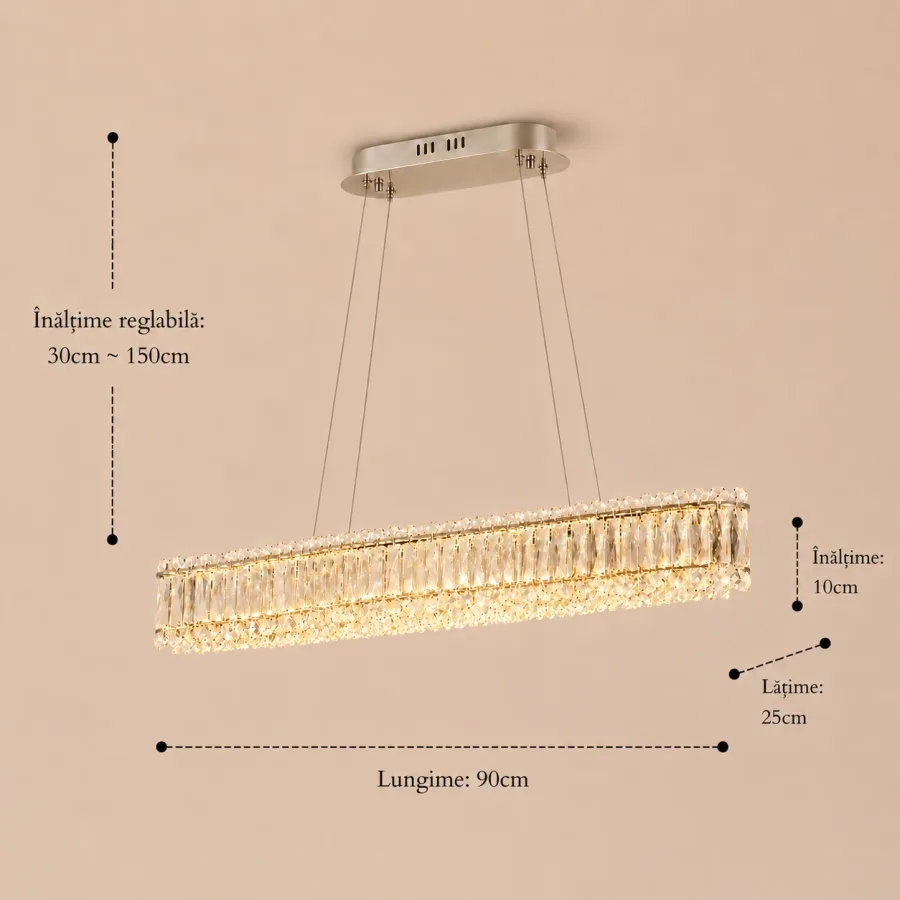 Miralux-lustra led eleganta cu cristale si telecomanda