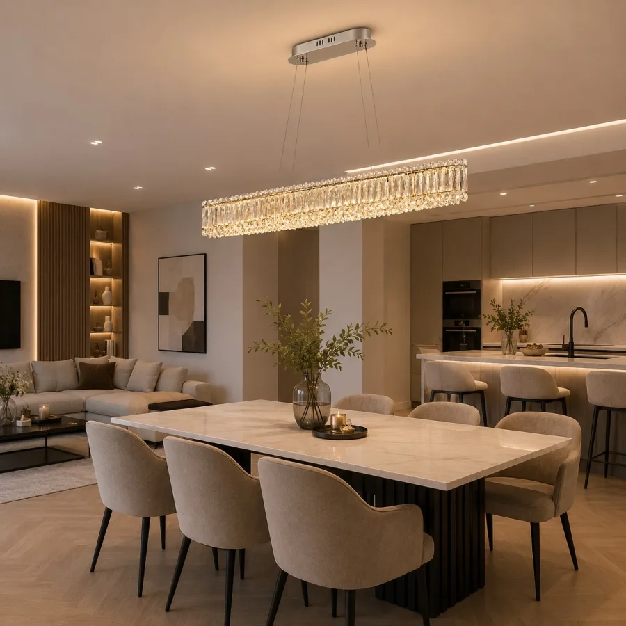 Miralux-lustra led eleganta cu cristale si telecomanda