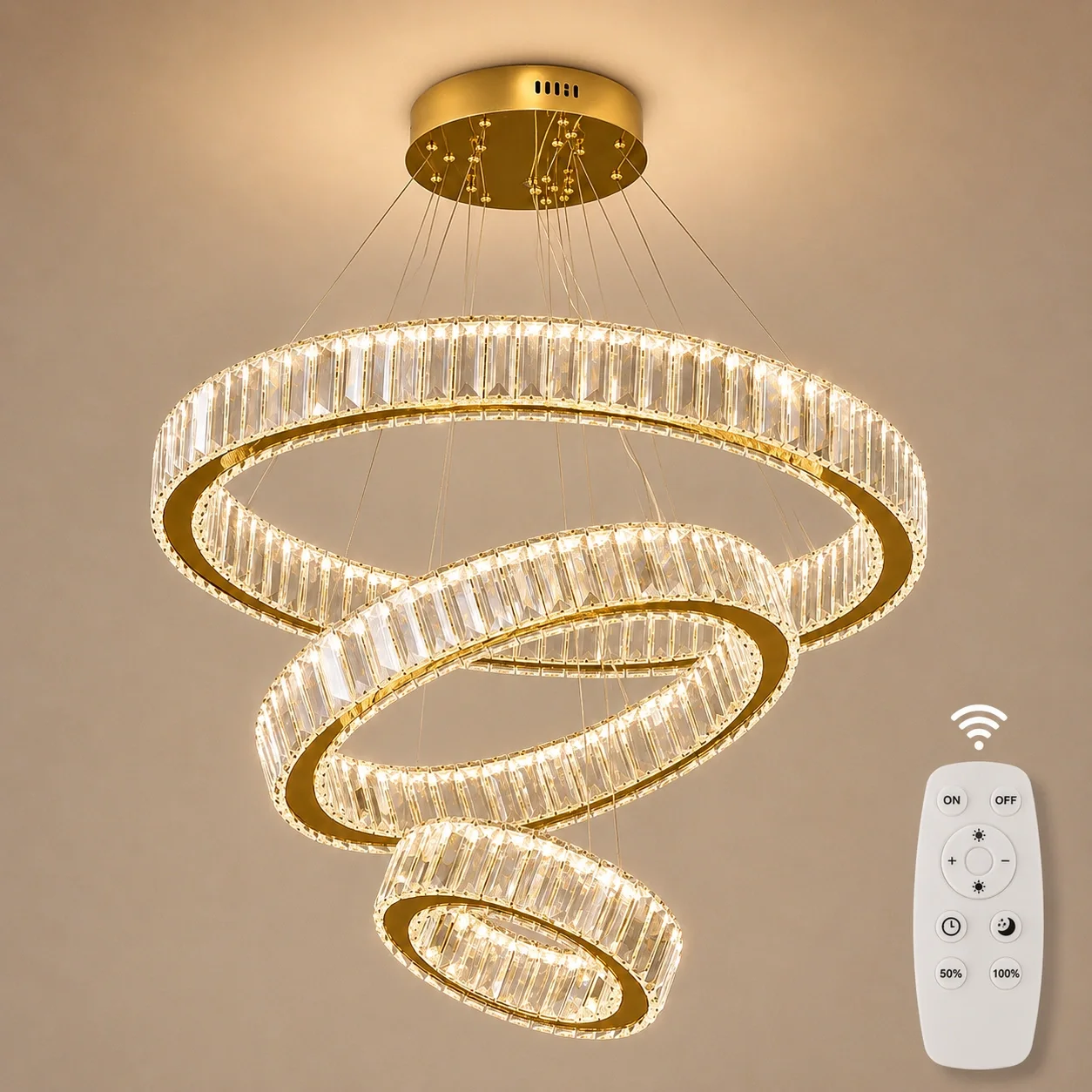 Prestige-lustra led luxury cu cristale si telecomanda
