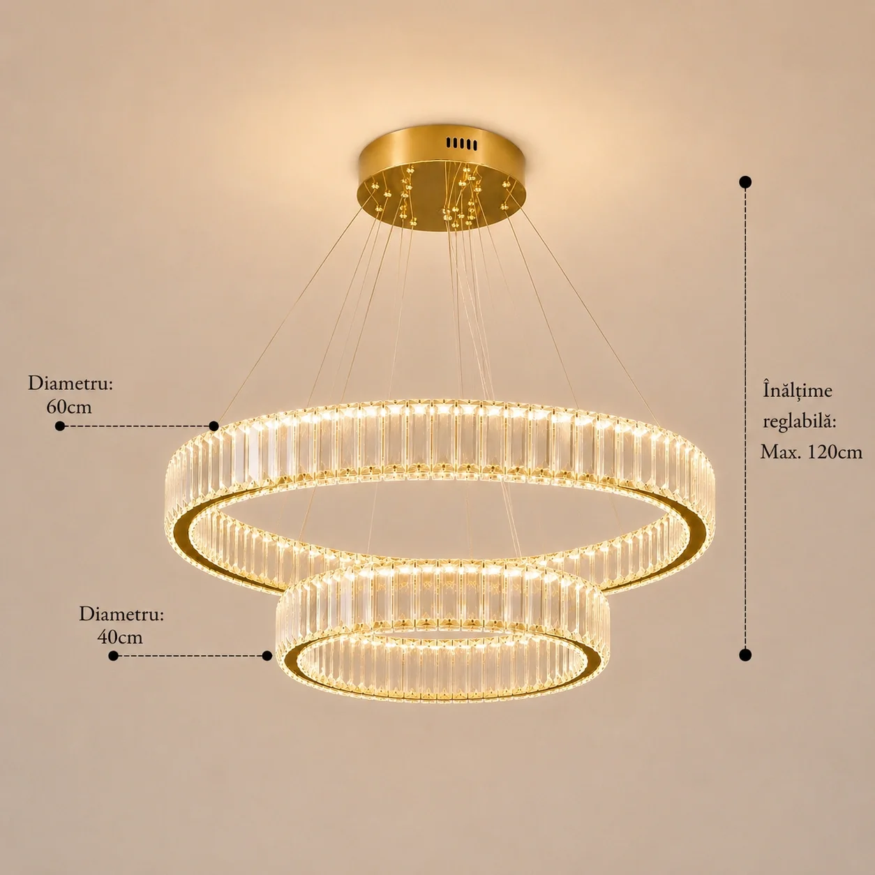 Prestige-lustra led luxury cu cristale si telecomanda