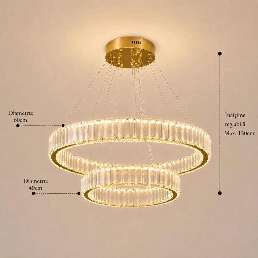 Prestige-lustra led luxury cu cristale si telecomanda