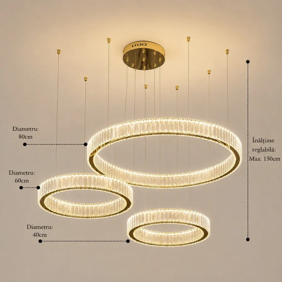 Prestige-lustra led luxury cu cristale si telecomanda