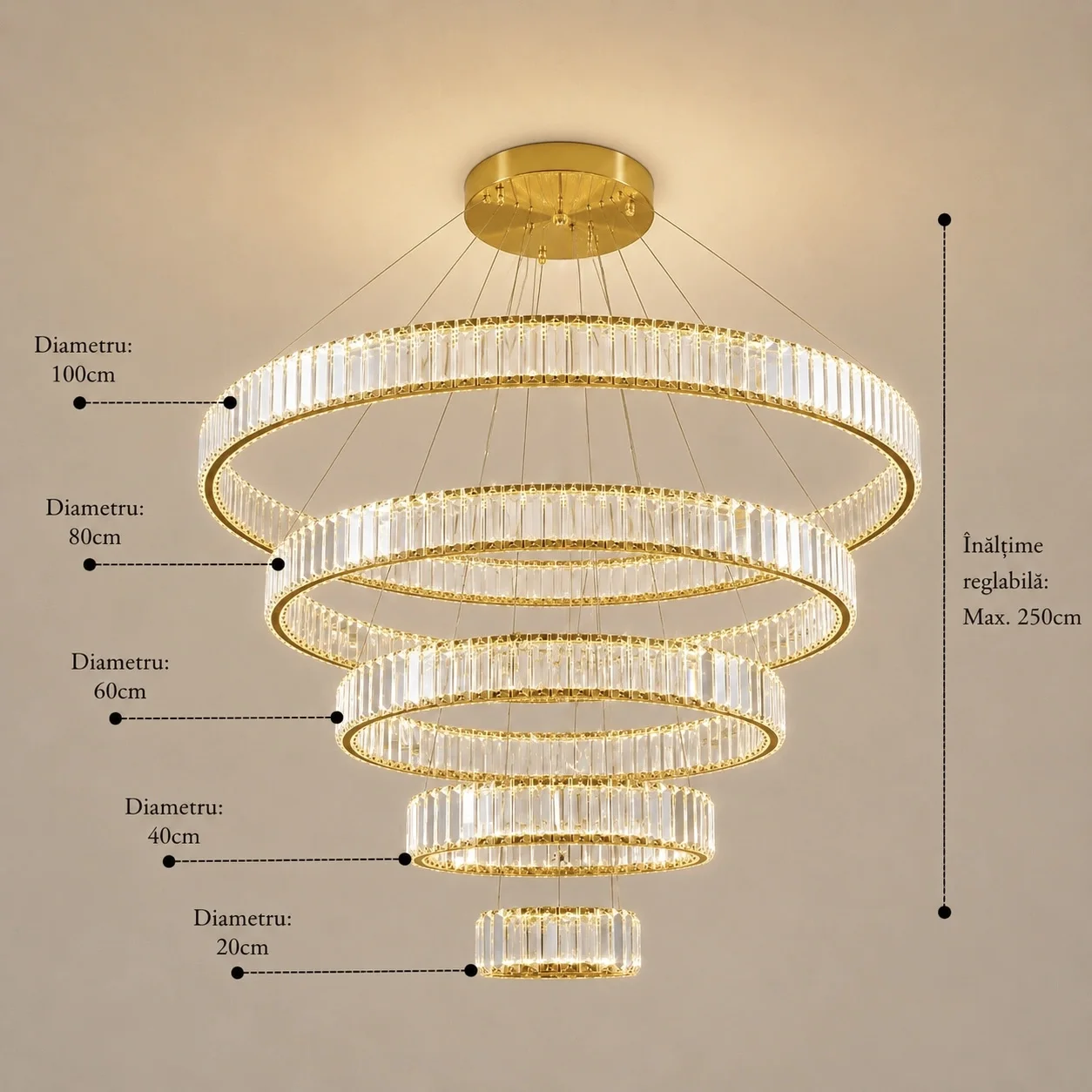 Prestige-lustra led luxury cu cristale si telecomanda