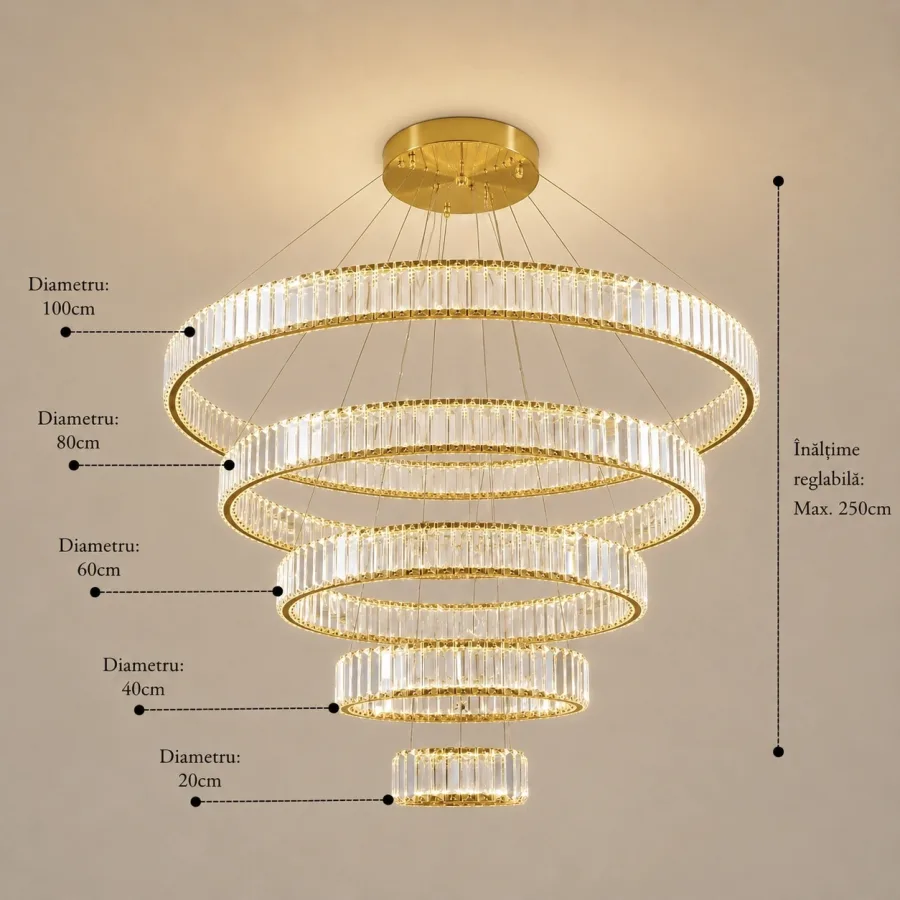 Prestige-lustra led luxury cu cristale si telecomanda