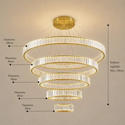 Prestige-lustra led luxury cu cristale si telecomanda