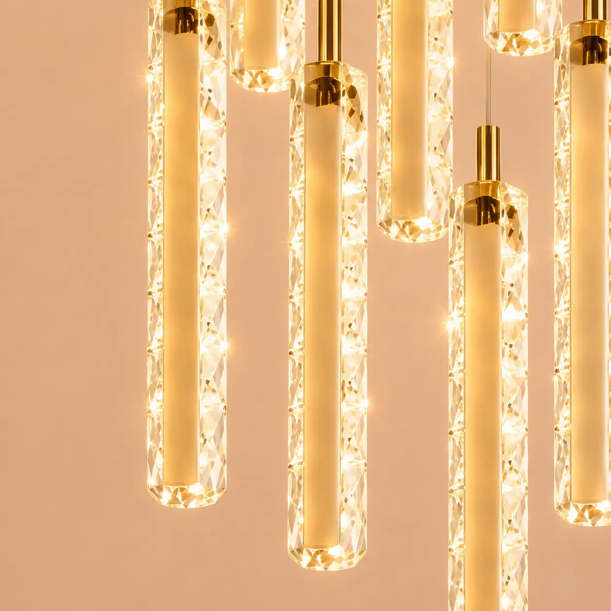 Solen-lustra led cu 9 pendule cristal si telecomanda